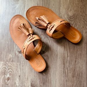 Coach Sheena leather tassel sandals